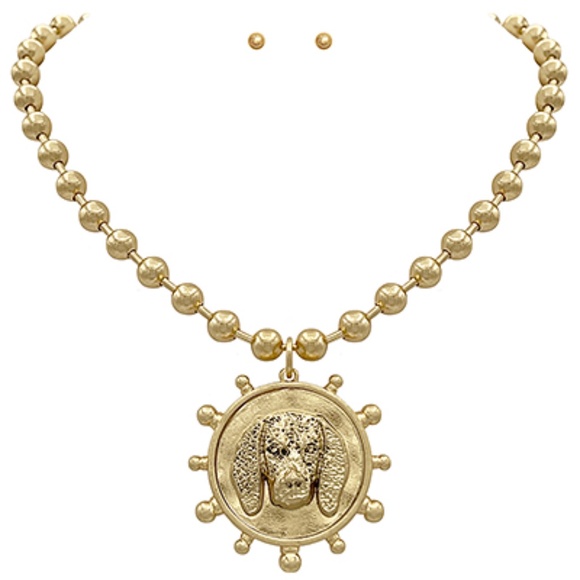 Smokey Hound Dog Coin Necklace Set - Picture 1 of 2